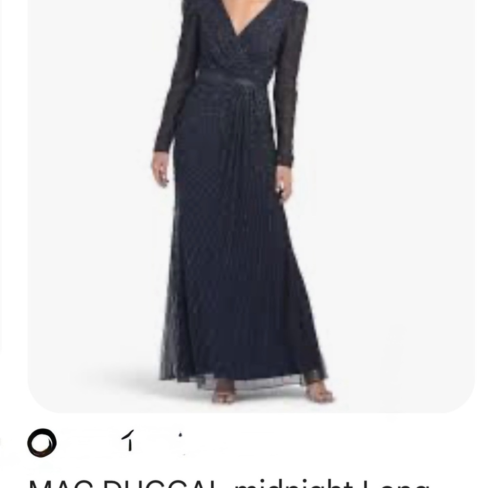 Mac Duggal Navy Long Sleeve Gown